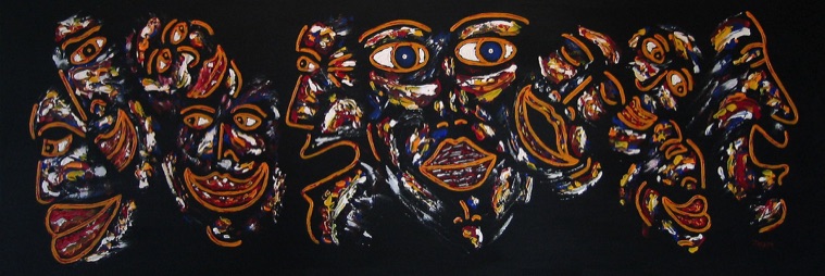 Zarum-Art-Painting-Laughter-All-Around-Me-FACES-Series